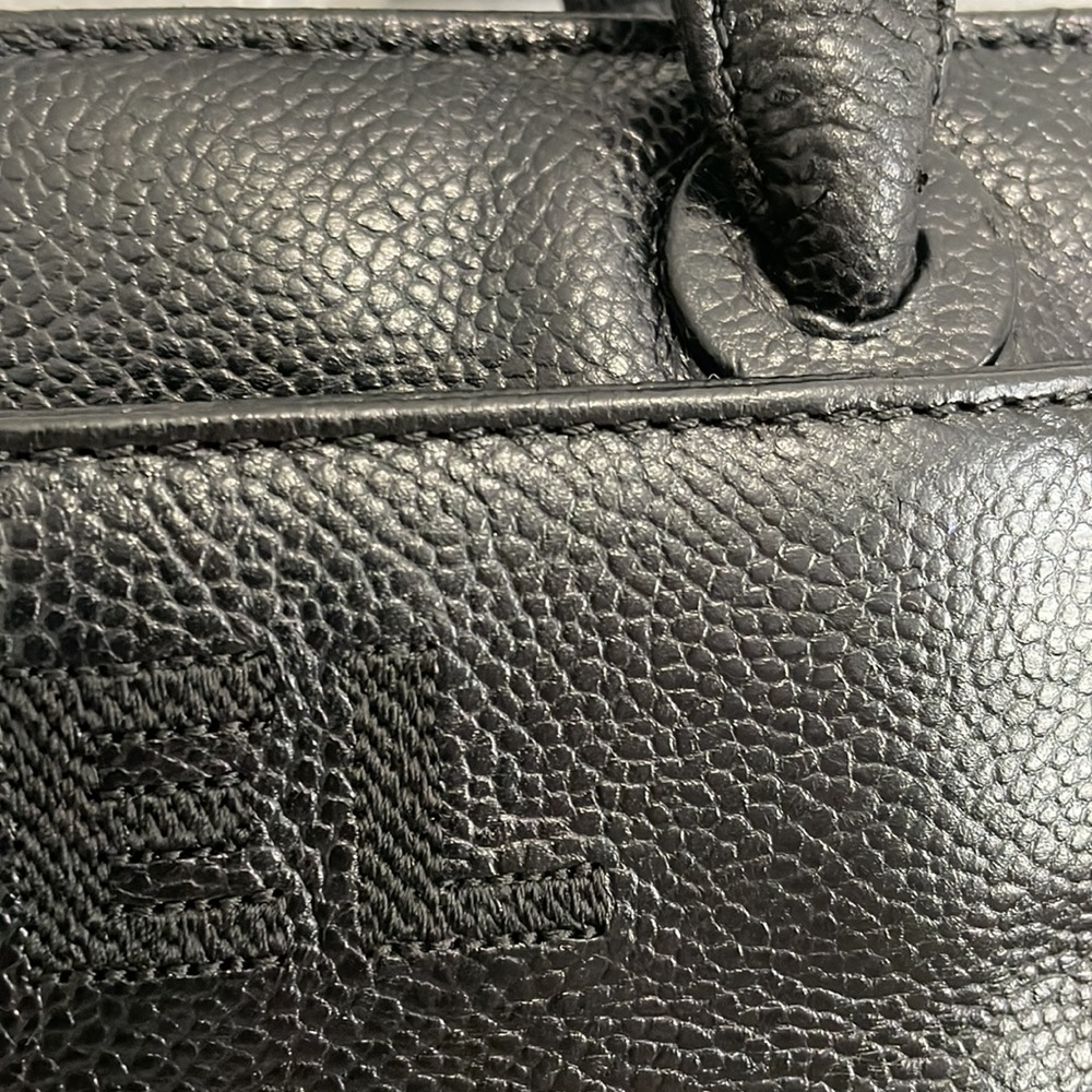 CHANEL Caviar Embroidered Logo Shoulder Bag - Picture 12 of 16